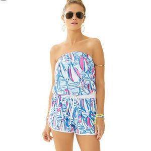 Lilly Pulitzer Dixon Romper in Red Right Return